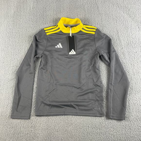 Adidas Boy's Youth Medium Gray Yellow Long Sleeve 22 Soccer Track Jacket - Picture 1 of 13